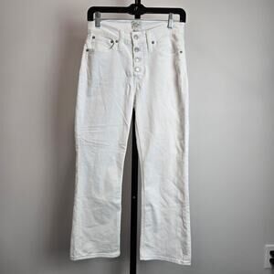 J. Crew 10” Billie Demi Boot Crop Jeans - Button fly high rise - White 26P